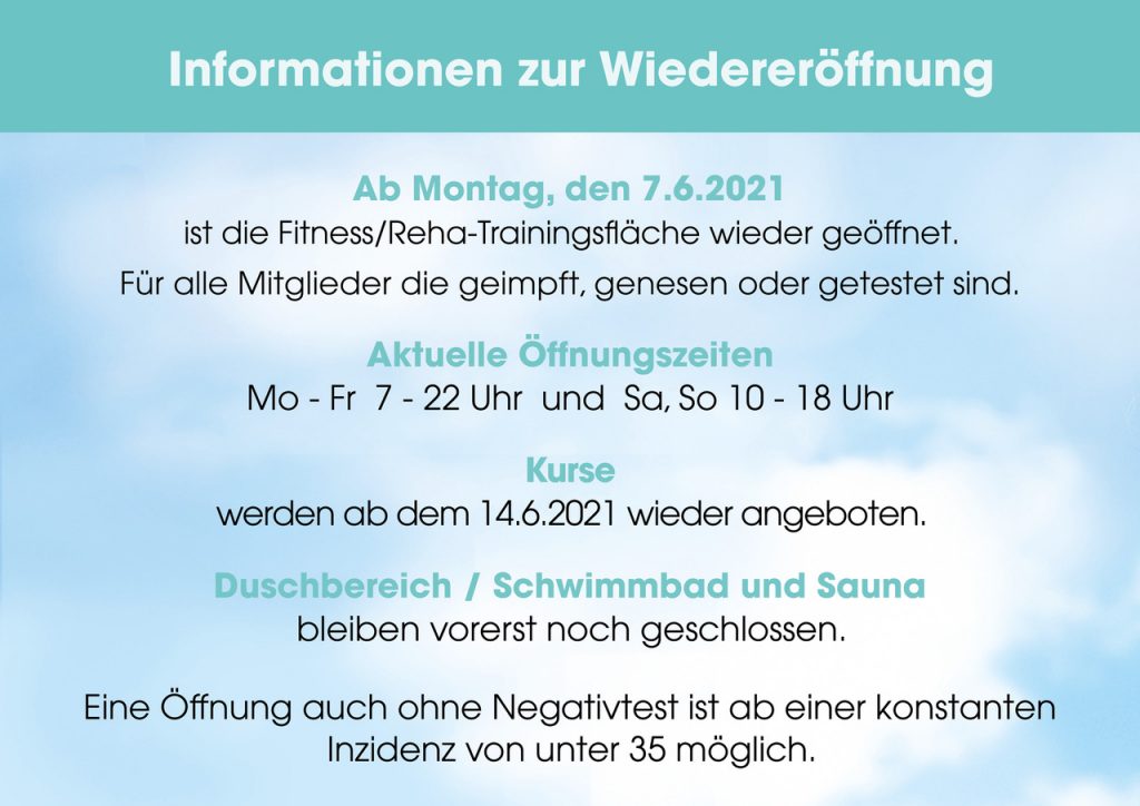 Aktuelle Info - Wiedereröffnung bei VITA am Kaiserberg | VITA Gesundheit